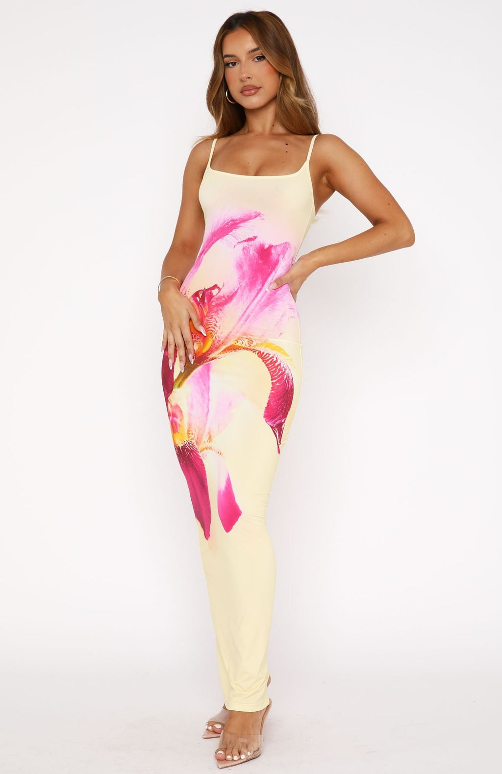 Trending Feeling The Heat Maxi Dress Lemon Spritz